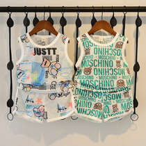 South Korean childrens clothing children summer clothing vest suit new boy sleeveless summer season mesh baby speed jersey shorts