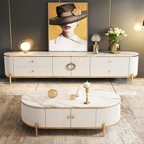 Rock Plate Tea Table TV Cabinet Modern Minima Light Lavish Living Room Marble TV Enclosure Small Family of lockers