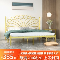 Modern simplicity and environmental protection Nordic ins net celebrity bed Light luxury apartment wrought iron bed Golden double bed Minimalist 1 8-meter bed