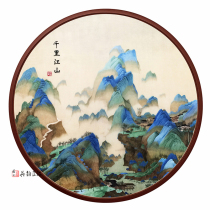 Handmade embroidery Su embroidery round diameter 100CM new Chinese porch living room single-sided embroidered painting landscape flowers and birds