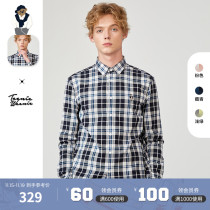 TeenieWeenie Bear Mens plaid shirt autumn and winter casual fashion lapel collar long sleeve shirt Xinjiang Cotton