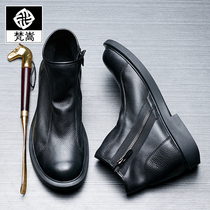 Martin boots mens leather business leisure winter plus velvet leather boots mens boots British Korean version of high-top leather shoes tide men