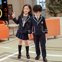 Primary school students  suits four-piece school uniforms British style college style class clothes Autumn and winter clothes Kindergarten garden clothes performance clothes tide