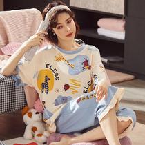 5XL cotton short-sleeved three-point pants summer pajamas fat sister plus fat plus size 220 kg round neck suit home clothes