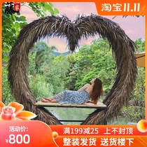 Creative Net red rattan birds nest hanging chair homestay round bed swing Bali scenic spot wedding shooting props