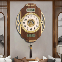 Wall clock Living room silent hanging watch Household atmospheric quartz clock Chinese style Chinese style fashion wall hanging brass gear clock