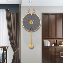Nordic modern wall clock Living room household fashion atmospheric Quartz clock Simple wall hanging light luxury wind watch free punch table