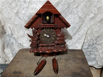 Cultural Revolution wall clock alarm clock Solid wood house  