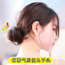 Low ball head wig female roll Hairband flower bud floral headdress natural real hair plate hair artifact fluffy hair bag simulation hair accessories