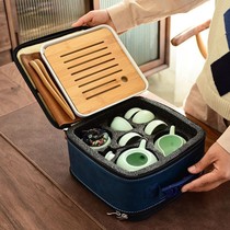 Kung Fu tea household simple ceramic tea pot small set Outdoor portable travel tea set full set of custom logo