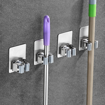 Stainless steel mop adhesive hook toilet storage artifact mop cloth clip Wall Wall Wall strong sticky broom hanger free of punching