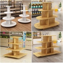 Rotating tray display round container milk powder Zhongdao display cabinet supermarket wooden shoe display cabinet wine wooden shoe display cabinet wine wooden mother