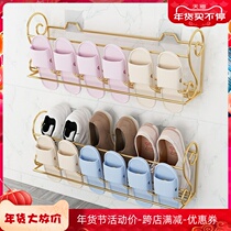 Easy door rear shoe rack nail-free shoe artifact ultra-thin door shoe rack household security door wall-mounted storage