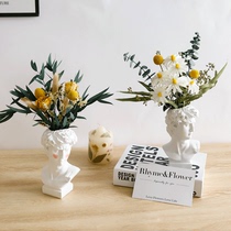 Dried flower bouquet real flower natural air dried Nordic home David figure head vase ornament rose eucalyptus leaf