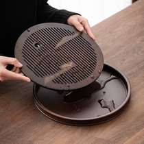Walnut color bamboo tea tray vintage tea table tea ceremony tea tray dry and wet dual-purpose dry bubble tray single layer water storage plate customization