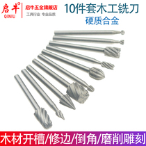 Qi Niu 10-piece set of high-speed steel rotary file Woodworking milling cutter Wood carving carving knife grinding head High-quality alloy