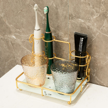 Light extravagant mouthwatering cup table top tooth cup suit toothbrushing cylinder combined shelve couple families with a cleaning minimalist glass cup