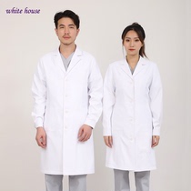 Clinic Hospital work clothes Mens and womens shirt sleeves closed white coat long Japanese doctor clothes Experimental drug store Oral