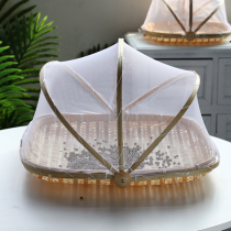  Bamboo products with mesh cover household fly-proof bamboo basket Farm steamed bun basket Fruit storage basket dustpan bamboo plaque drying