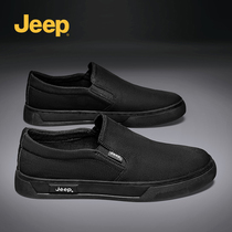 jeep gip summer mens shoes 2022 new one foot pedal soft-bottom deodorant casual black mens old beijing cloth shoes