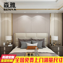 Modern light luxury TV background wall hard package wall panel Master bedroom headboard simple semicircular arc metal strip soft package