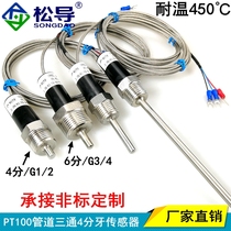 Pt100 platinum thermal resistance temperature sensor probe 4 points and 6 points dental water tube three general temperature temperature sensing head