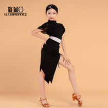 Gloria Latin dance dress Childrens childrens small turtleneck mesh sleeve halter practice suit one-piece top G1089