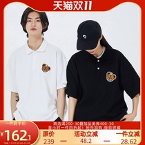 PSO Brand bear bear embroidered short sleeve polo shirt men 2021 new couple summer dress lapel shirt