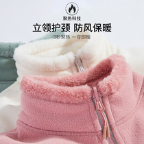 Double-sided coral velvet fleece female assault jacket inner spring and autumn winter thickened warm fleece coat men wear on both sides