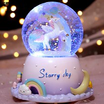 Unicorn crystal ball music box glowing transparent ball dream girl rotating music box childrens holiday gift