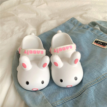 Hole shoes Summer non-slip anti-collision baotou can be worn outside ins tide thick bottom cute girl heart cartoon rabbit cool slippers