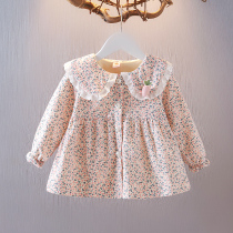 Baby Girl Flower plus velvet coat girl winter shirt child winter shirt autumn and winter bottoming baby doll shirt