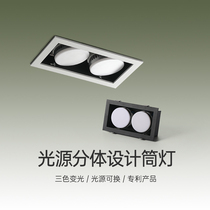 led Downlight three-color dimming grid astigmatism hole barrel light indoor 10W modern bedroom can replace double hole fighting DART Light