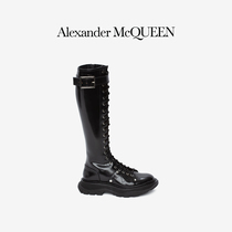  ALEXANDER MCQUEEN Ms ALEXANDER MCQUEEN BLACK GLOSSY LACE-UP BOOTS