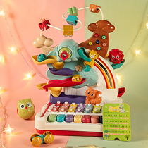 Childrens puzzle Eight-Tone Two-in-one multifunctional accordion toy baby baby percussion instrument aluminum board piano early education