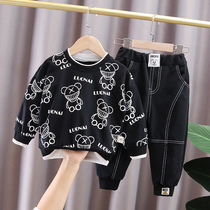 Boy autumn suit 2021 new children Spring Autumn sports handsome baby two-piece foreign style childrens clothing trend