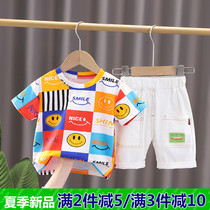 Boys summer clothes suit short sleeves handsome in fashion 2022 new children Summer baby foreign air half sleeve sports shorts