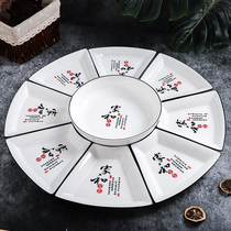  Shake sound net celebrity plate Household ceramic round table reunion set platter tableware combination dinner fan-shaped plate