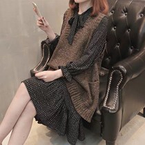 Large size set women 200kg sweater vest women chiffon dress autumn women loose slim knitted vest