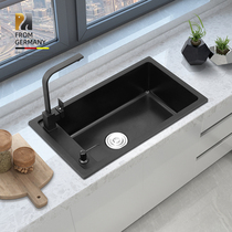 Quartz stone sink single Tank Black left faucet left hand sink kitchen granite sink ladder Bowl