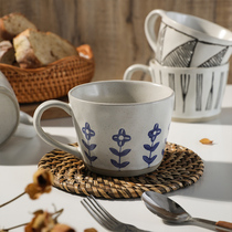 TINYHOME Retro Tough Mug Coffee Cup Creative Drinking Cup Breakfast Cup Tea Cup Home Handle Cup