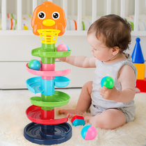 Turn the music track ball toy Turn the tower Rainbow stacking music ring ring Layer by layer Sliding ball tower Baby puzzle