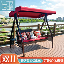 Outdoor swing outdoor garden courtyard rocking chair swing swing balcony home double three leisure adult hanging chair