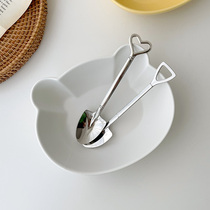 Muni Creative cute net Red iron pine engineer shovel fruit dessert spoon 304 stainless steel spoon watermelon spoon