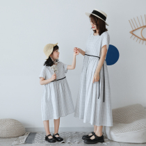 With Artisan 2022 Summer installed new Mori department Art and son Daughter Dress Foreign Air Loose White Plaid Dress dress