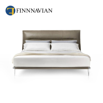 FINNNAVIAN Italian minimalist light luxury bed modern simple full leather double bed master bedroom wedding bed 1 8 meters
