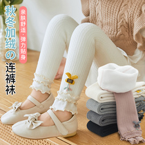 Baby leggings nine-point spring and autumn thin velvet plus velvet thickened winter children White foreign girl pantyhose