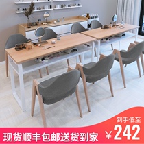 Nail table Special price Economy wood color nail table and chair set ins Japanese simple single double nail table