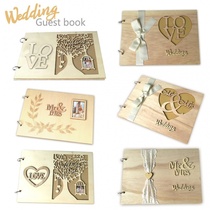 Explosion of wooden wedding guestbook notepad Wooden wedding wedding album notebook Creative crafts handmade