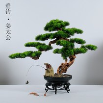 New Chinese style porch ornaments simulation green plant welcome pine red maple bonsai fake potted hotel living room tea room decorations